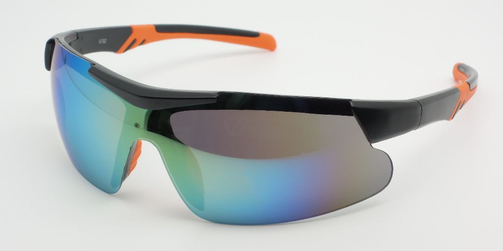 6702 - Men Sport Semi Rimless One Piece Lens Plastic Sunglasses