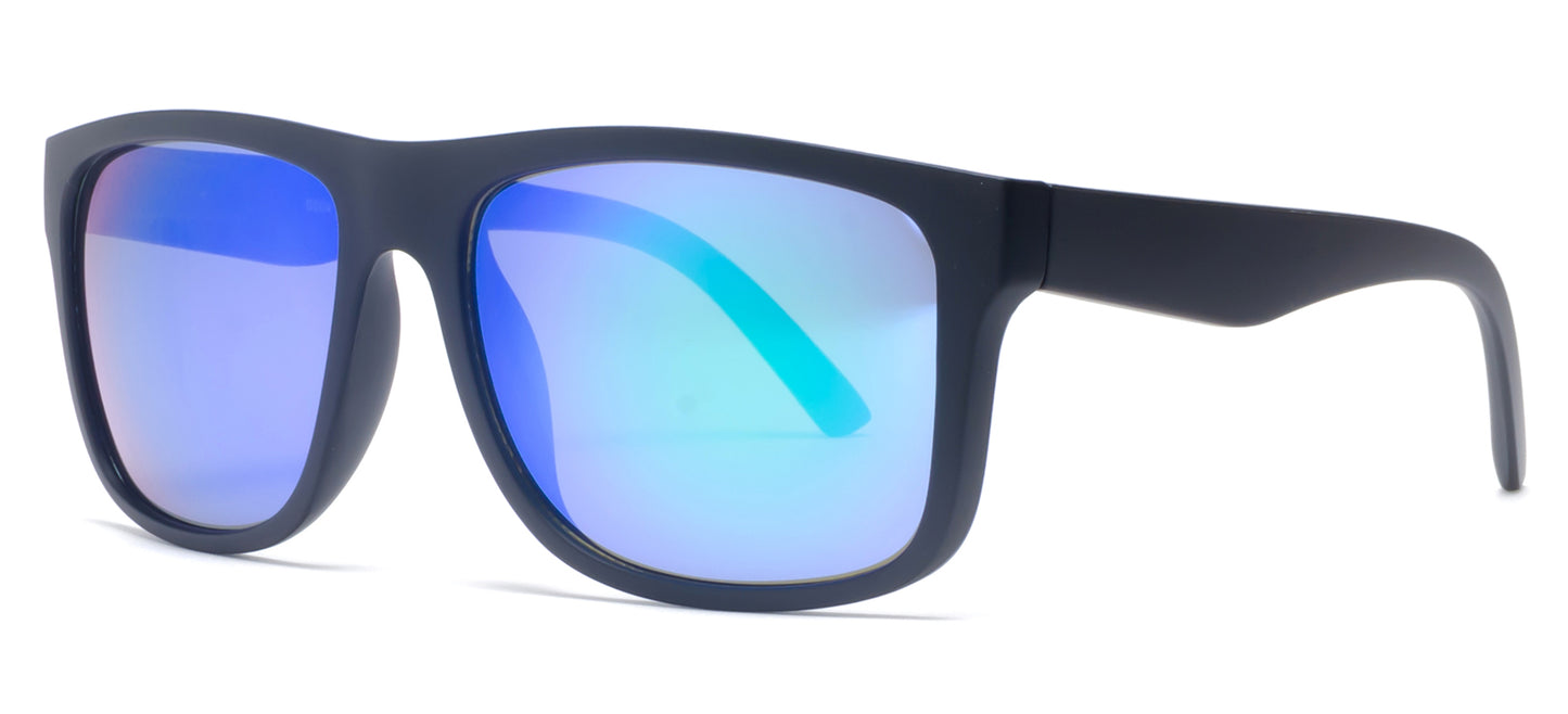 6804 - Classic Sport with Color Mirror Lens Plastic Sunglasses