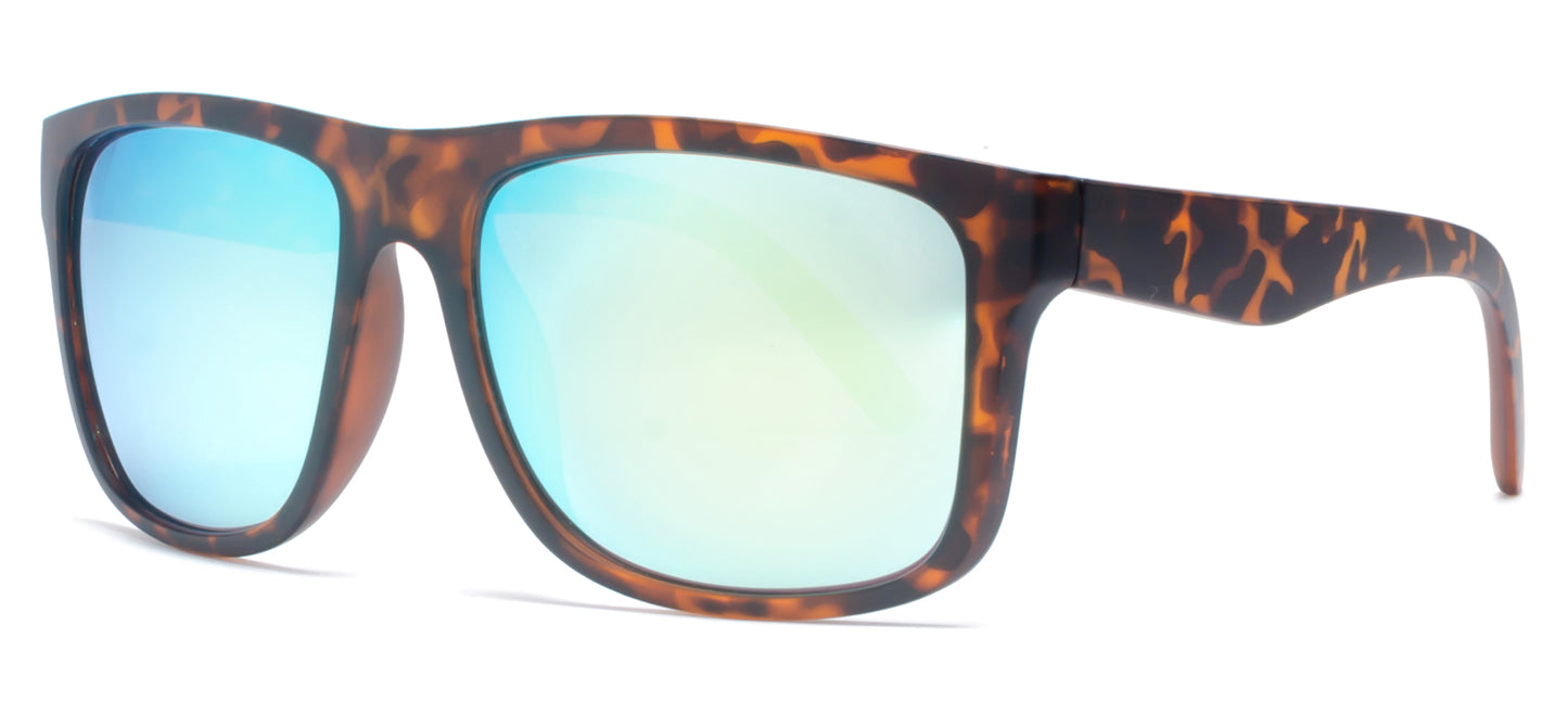 6804 - Classic Sport with Color Mirror Lens Plastic Sunglasses