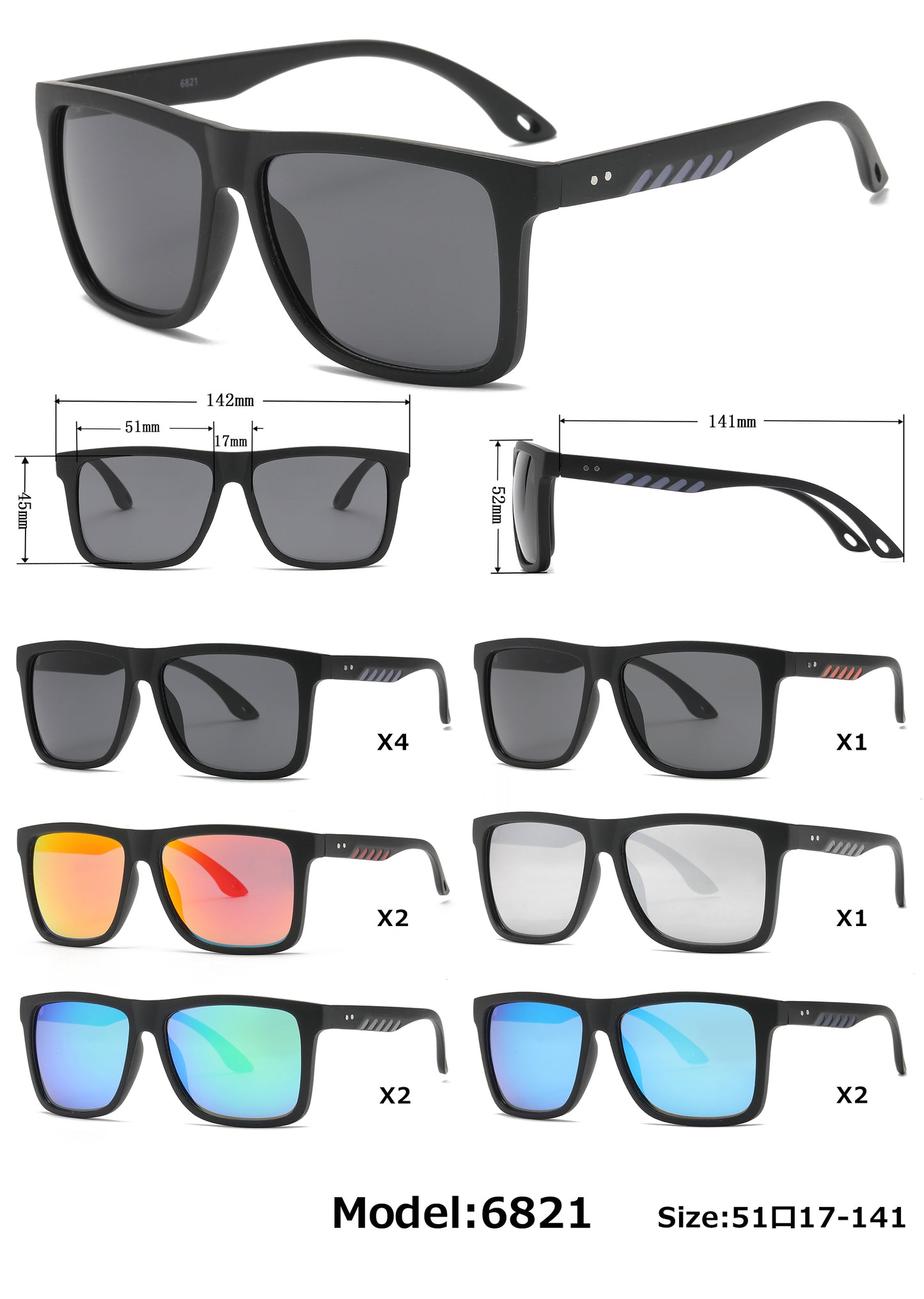 6821 - Sport Men Plastic Sunglasses