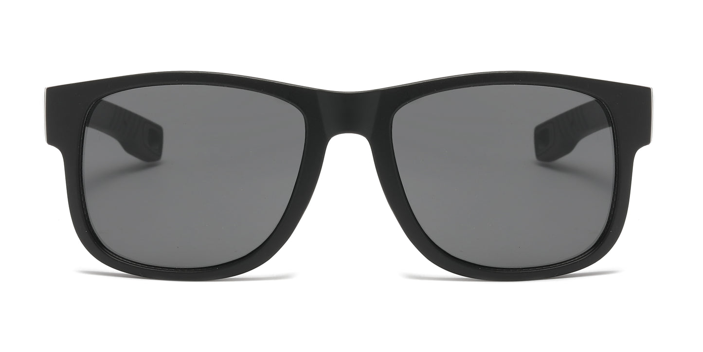 6824 - Men Sport with Clear Frame and Color Mirror Lens Plastic Sunglasses