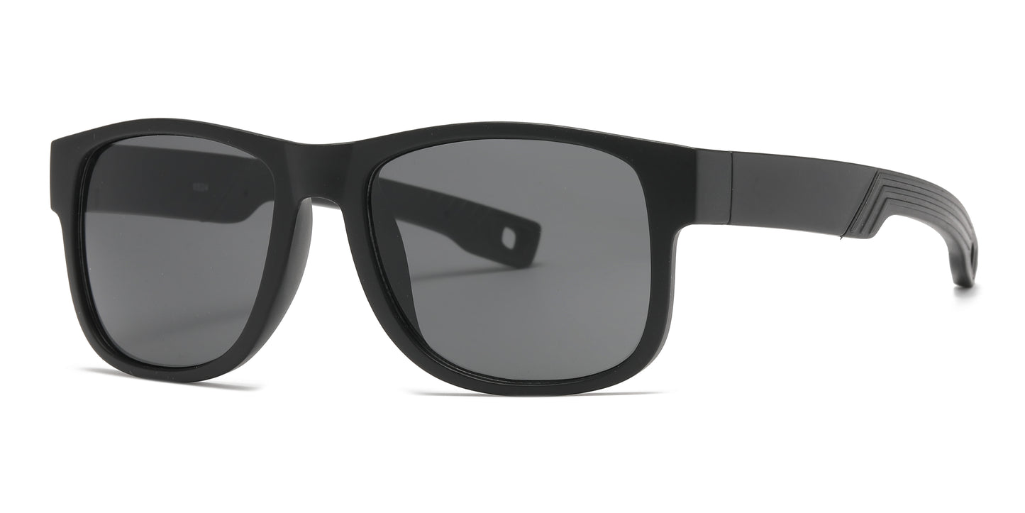 6824 - Men Sport with Clear Frame and Color Mirror Lens Plastic Sunglasses