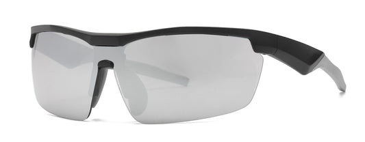 6827 - Sports Semi Rimless One Piece Lens Plastic Sunglasses