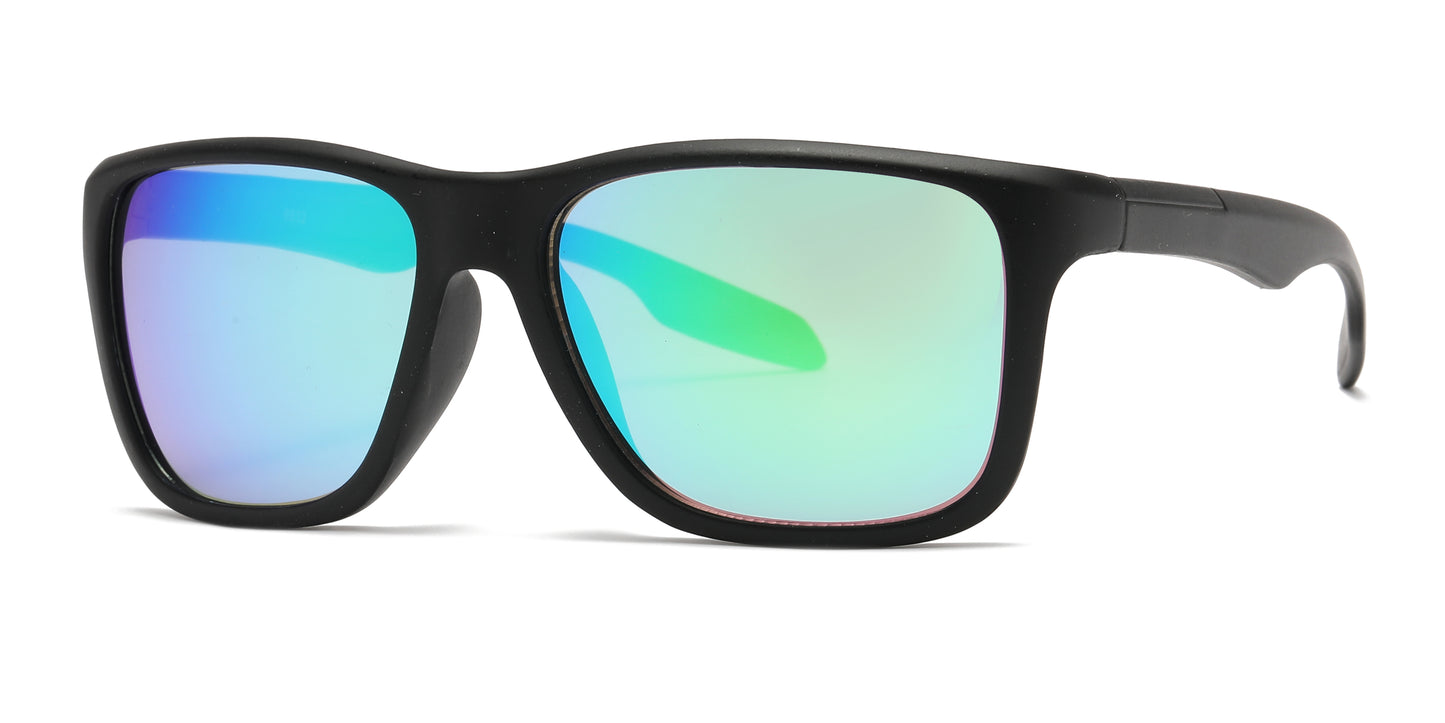 6832 - Color Mirror Lens Plastic Sport Sunglasses