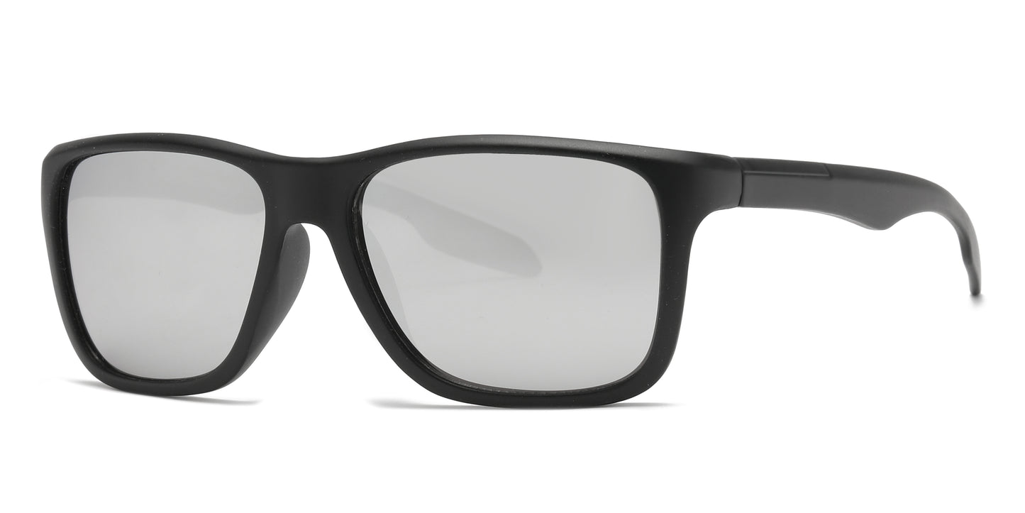 6832 - Color Mirror Lens Plastic Sport Sunglasses