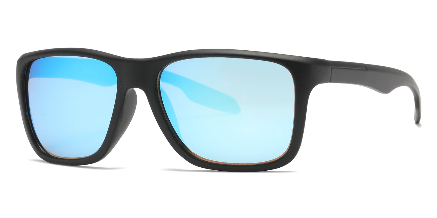 6832 - Color Mirror Lens Plastic Sport Sunglasses