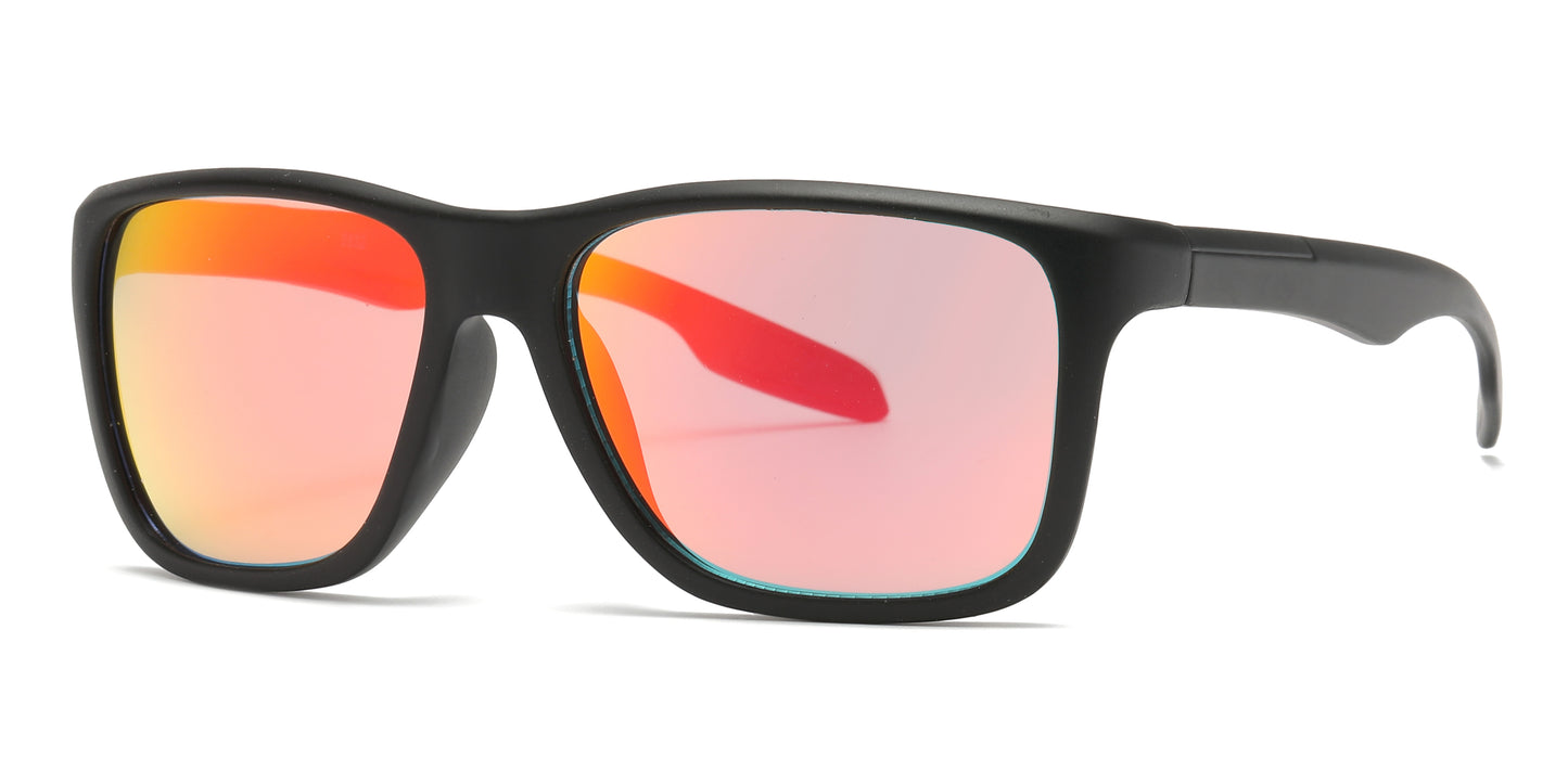 6832 - Color Mirror Lens Plastic Sport Sunglasses