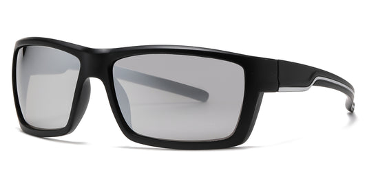 6833 - Rectangular Sports Plastic Sunglasses
