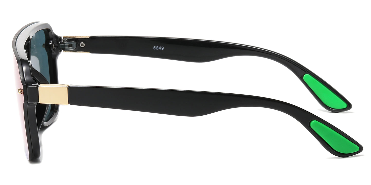 6849 - Rimless One Piece Color Mirror Lens Plastic Sunglasses