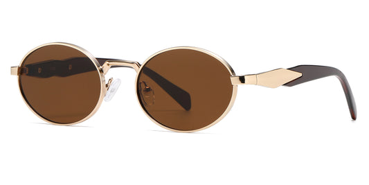 8184 - Small Round Thick Metal Fashion Sunglasses
