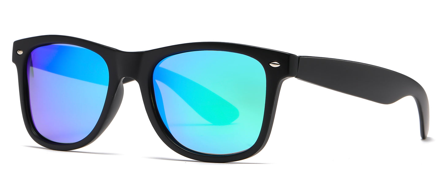 7112 ST RVC - Spring Hinge Plastic Sunglasses with Color Mirror Lens