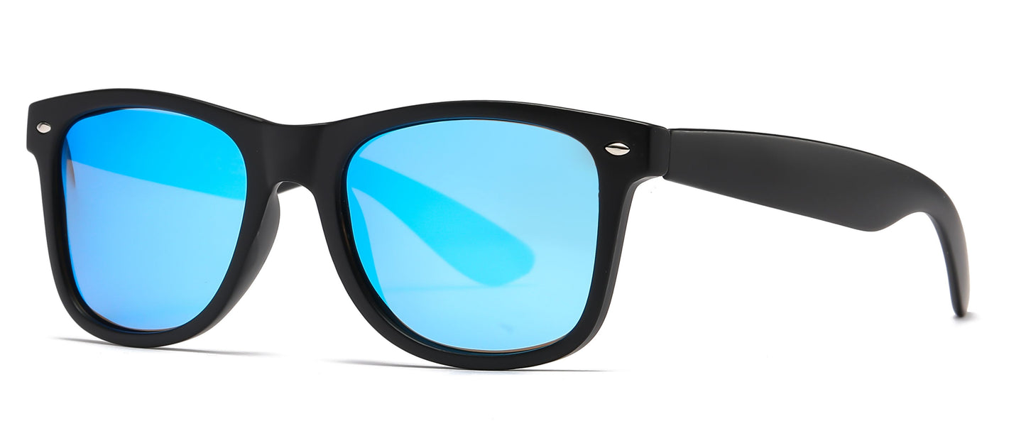 7112 ST RVC - Spring Hinge Plastic Sunglasses with Color Mirror Lens