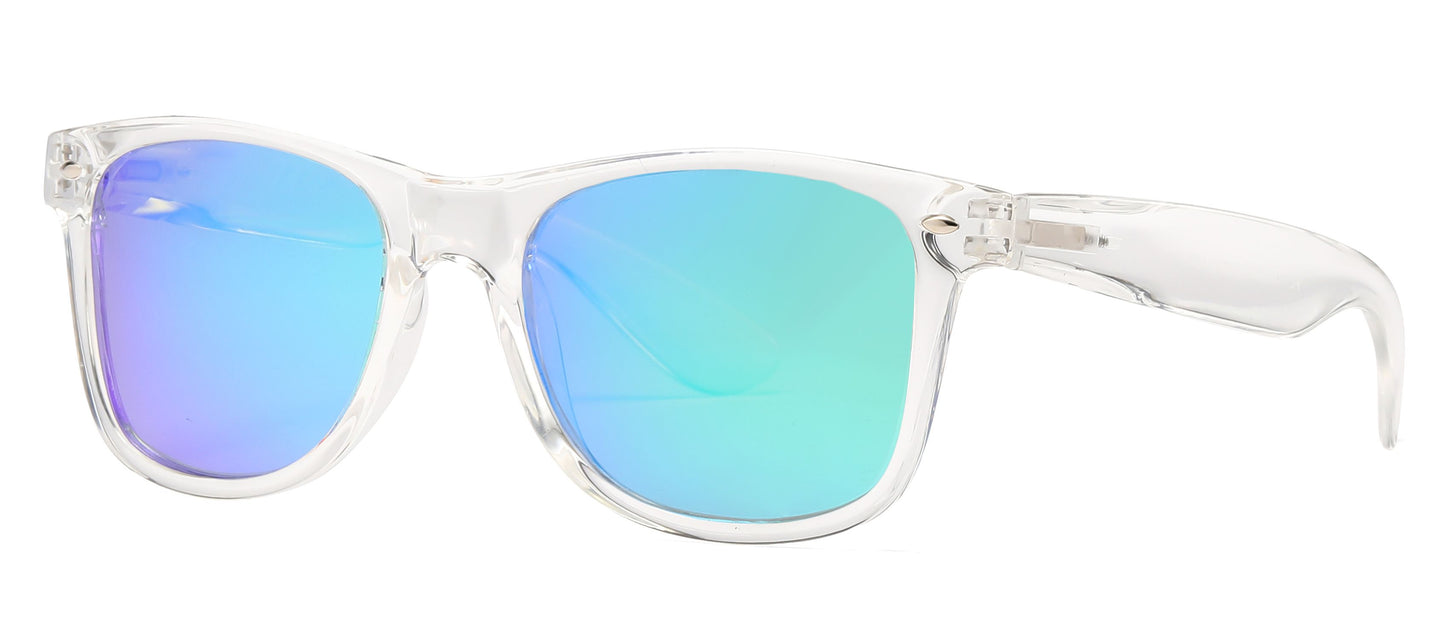 7112 ST RVC - Spring Hinge Plastic Sunglasses with Color Mirror Lens