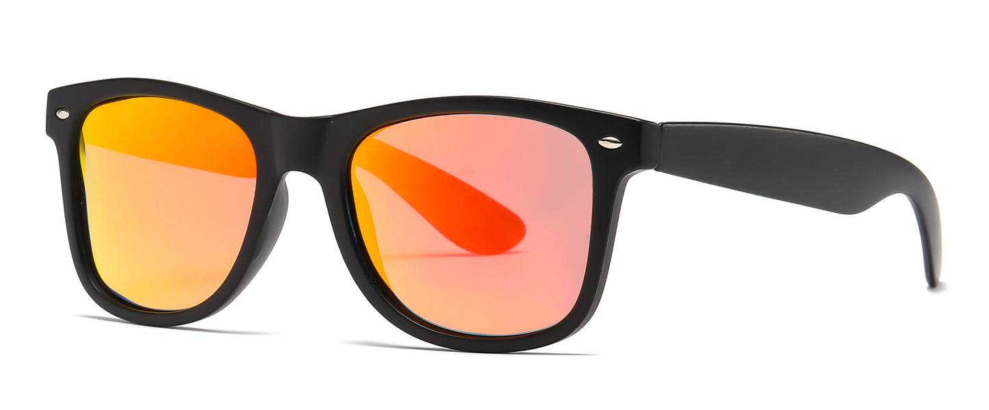 7112 ST RVC - Spring Hinge Plastic Sunglasses with Color Mirror Lens