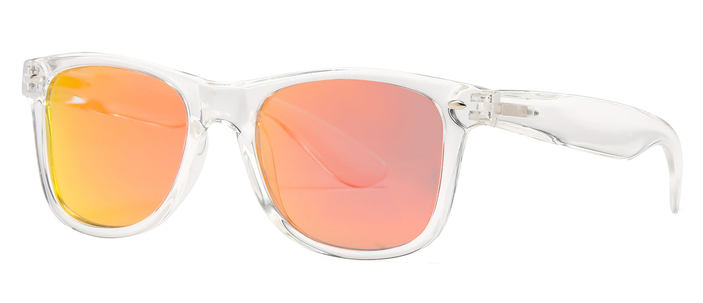 7112 ST RVC - Spring Hinge Plastic Sunglasses with Color Mirror Lens