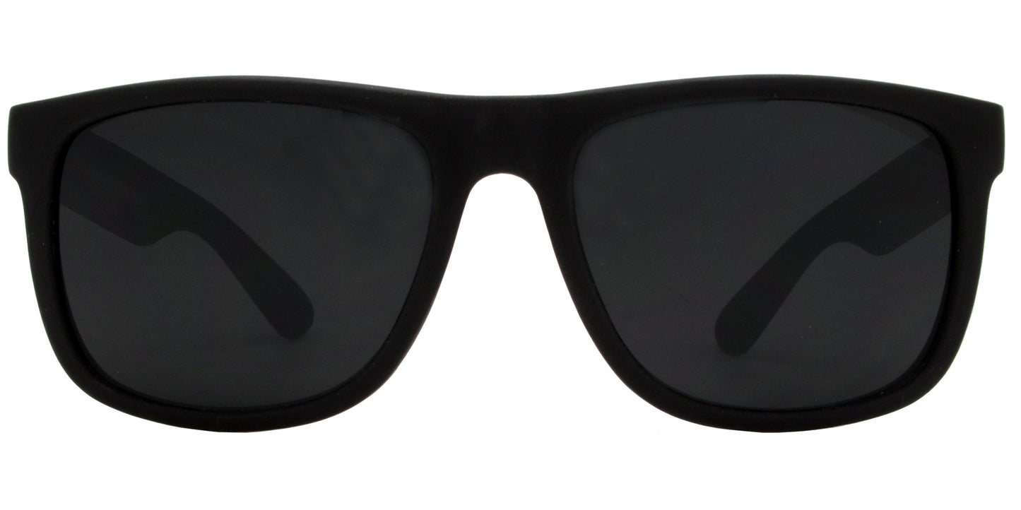 7619 Black Matte SD - Classic Sport Matt Black Plastic Sunglasses with Super Dark Lens