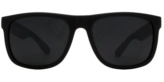 7619 Black - Classic Sport Black Plastic Sunglasses with Super Dark Lens