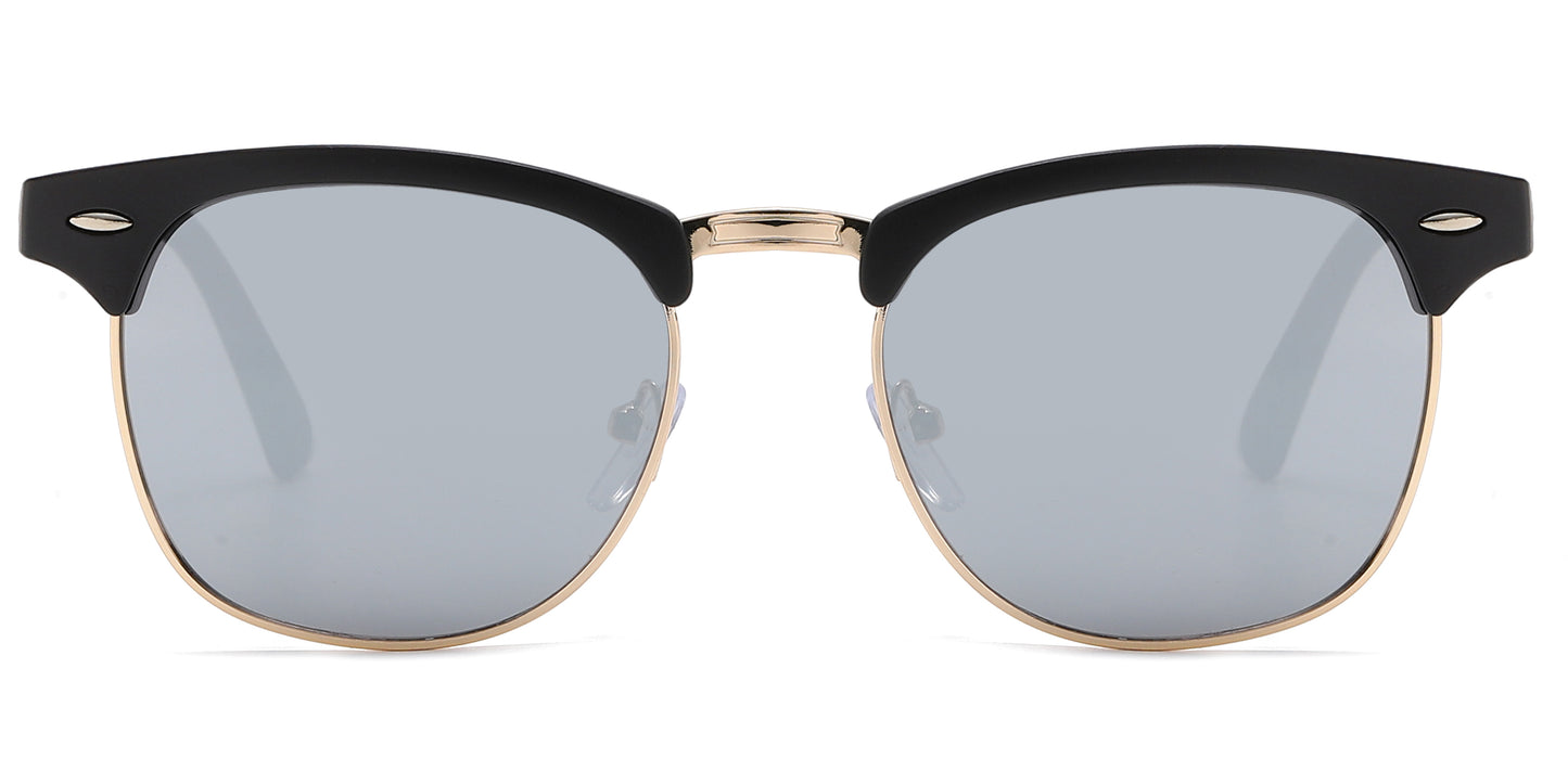 7768 RVC - Classic Horn Rimmed Half Color Frame Metal Bridge Plastic Sunglasses