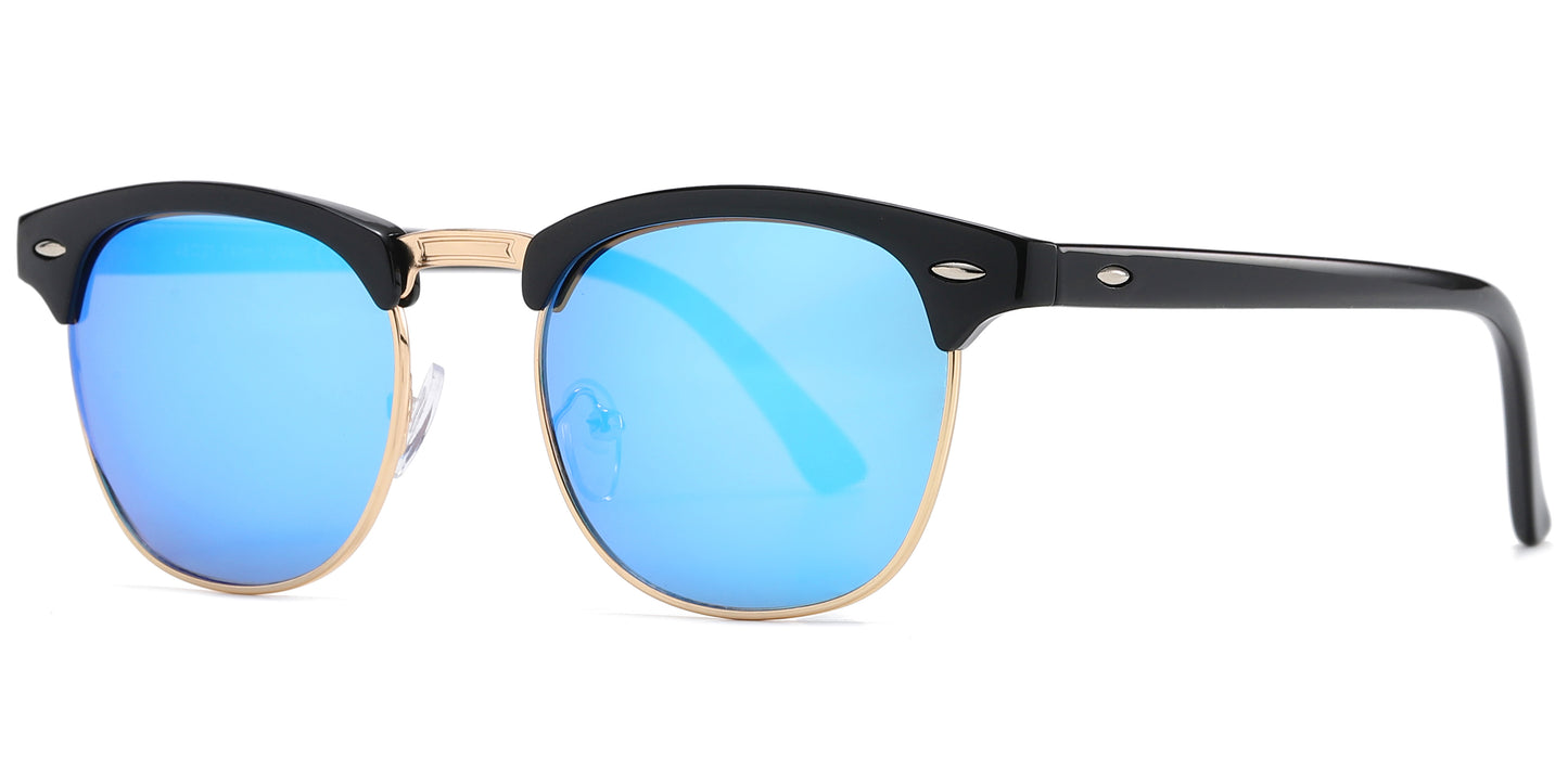 7768 RVC - Classic Horn Rimmed Half Color Frame Metal Bridge Plastic Sunglasses