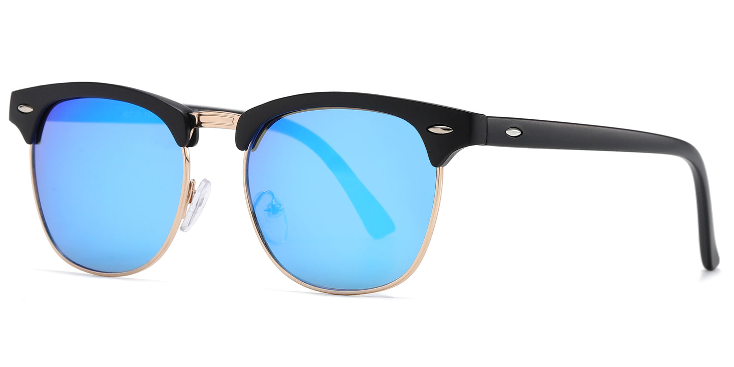 7768 RVC - Classic Horn Rimmed Half Color Frame Metal Bridge Plastic Sunglasses