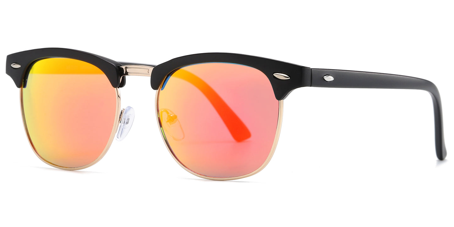 7768 RVC - Classic Horn Rimmed Half Color Frame Metal Bridge Plastic Sunglasses