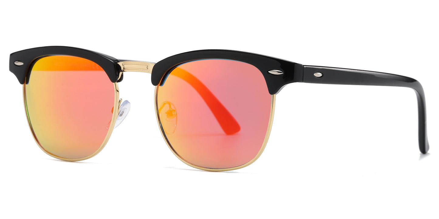 7768 RVC - Classic Horn Rimmed Half Color Frame Metal Bridge Plastic Sunglasses