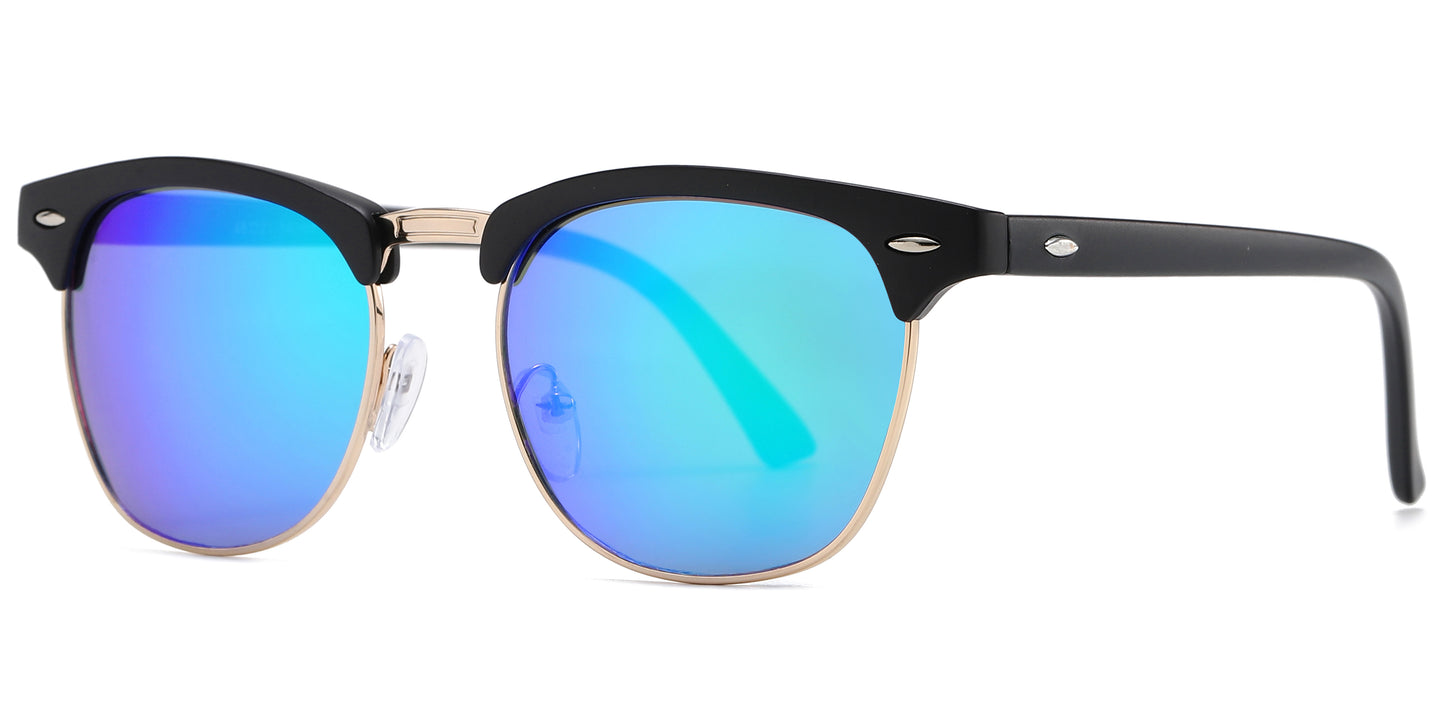 7768 RVC - Classic Horn Rimmed Half Color Frame Metal Bridge Plastic Sunglasses