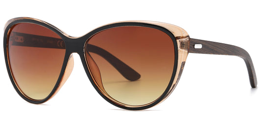 8023 Bamboo - Plastic Cat Eye Bamboo Sunglasses