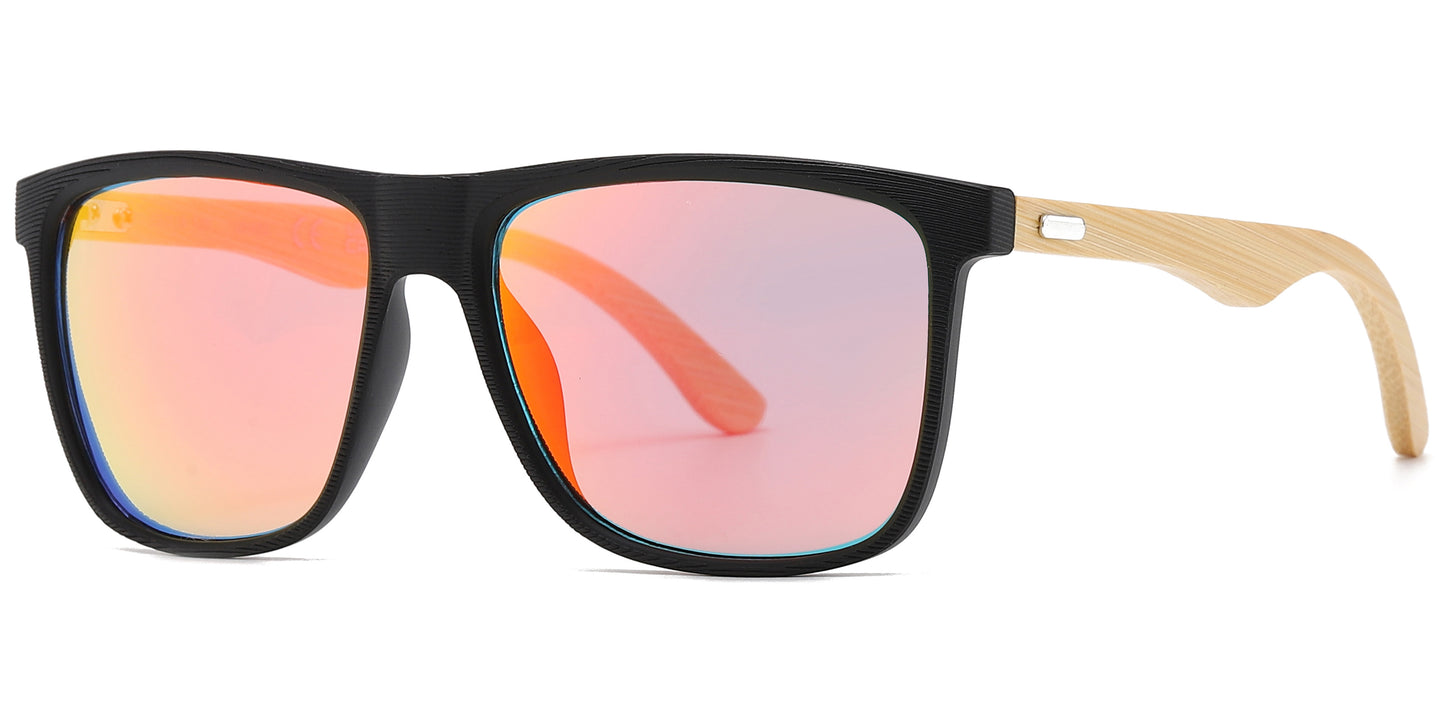8024 Bamboo - Square Frame Bamboo Sunglasses