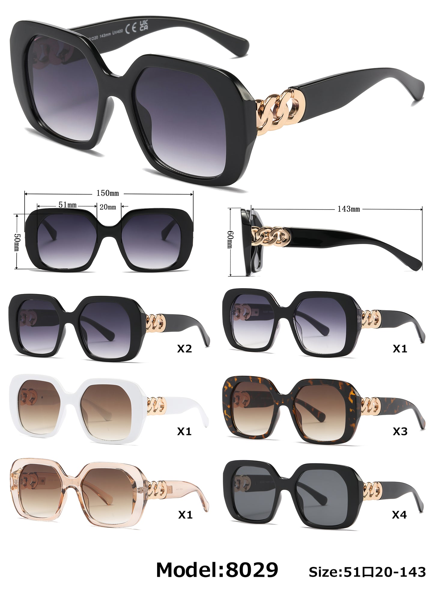 8029 - Women's Fashion Plastic Sunglasses