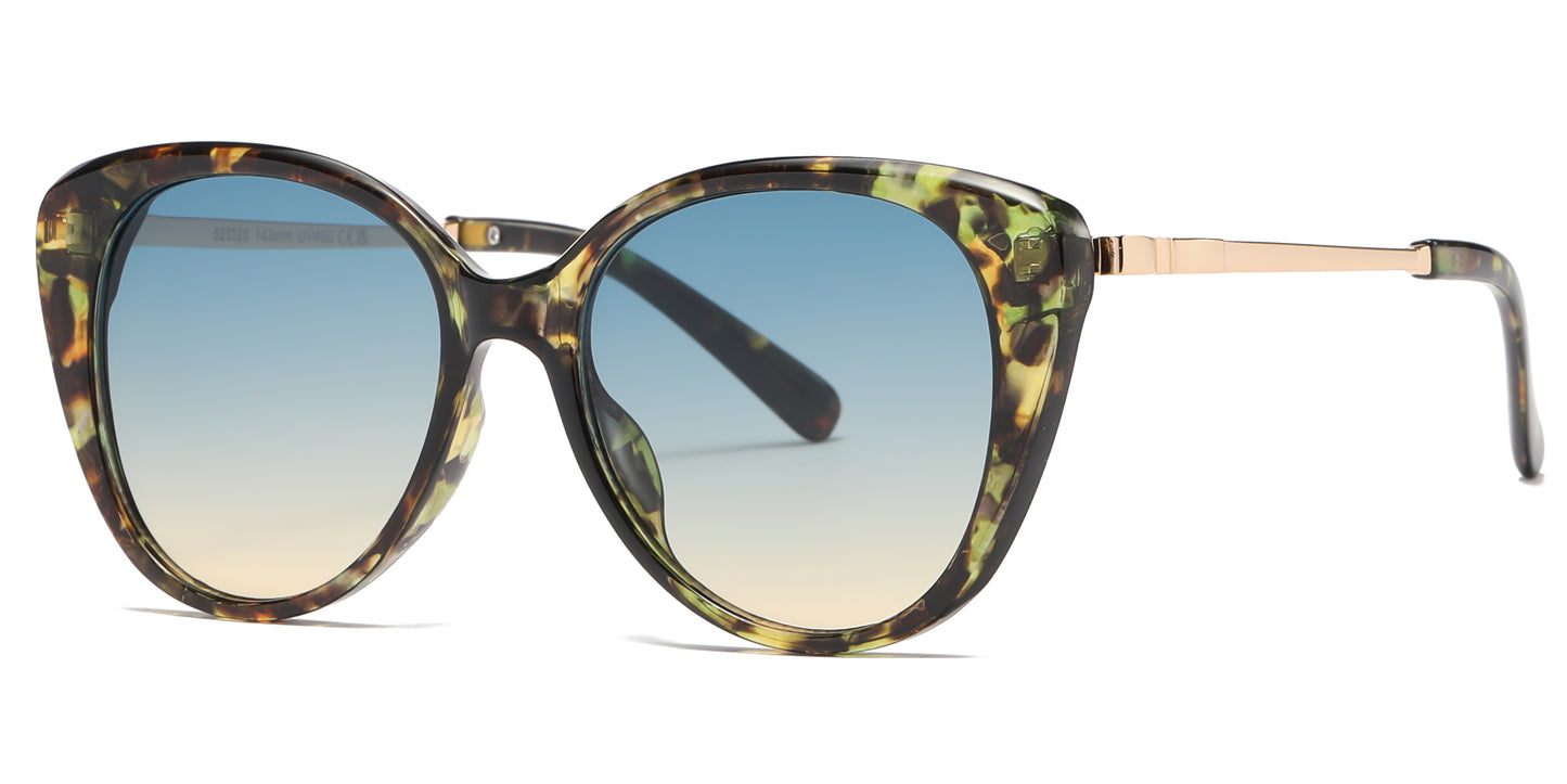8032 - Plastic Round Cat Eye Sunglasses