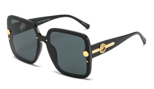 8135 - Plastic Square Sunglasses with Flat Lens