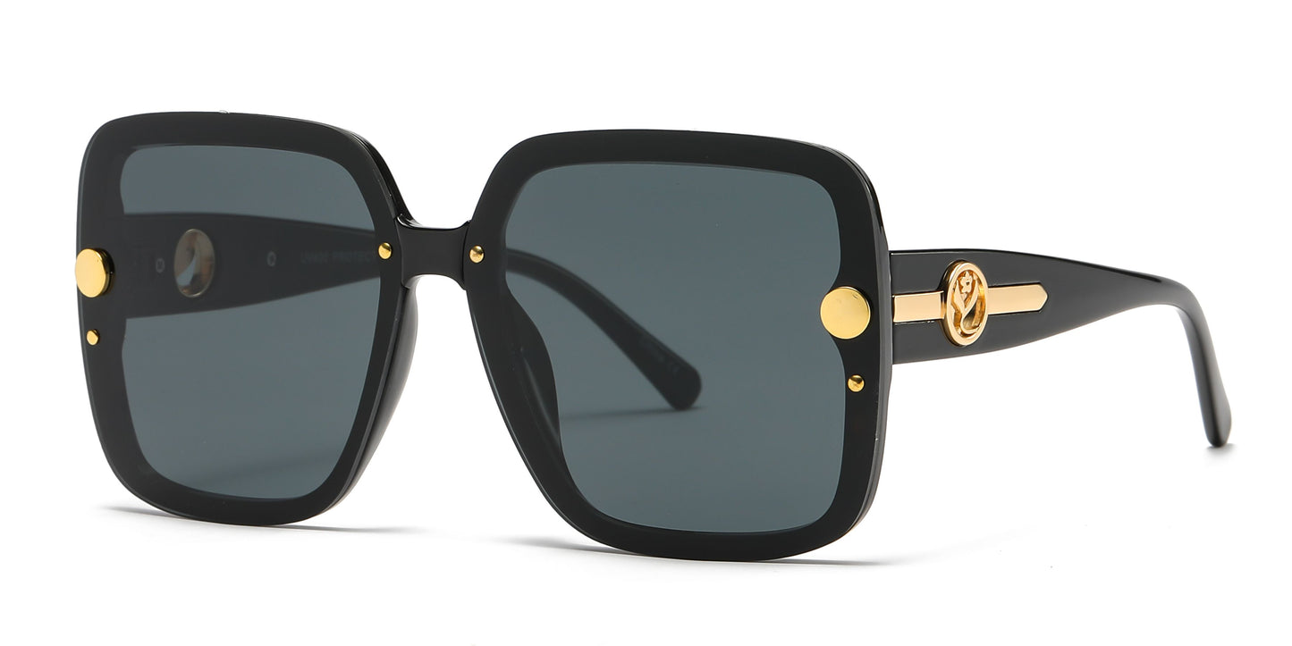 8135 - Plastic Square Sunglasses with Flat Lens