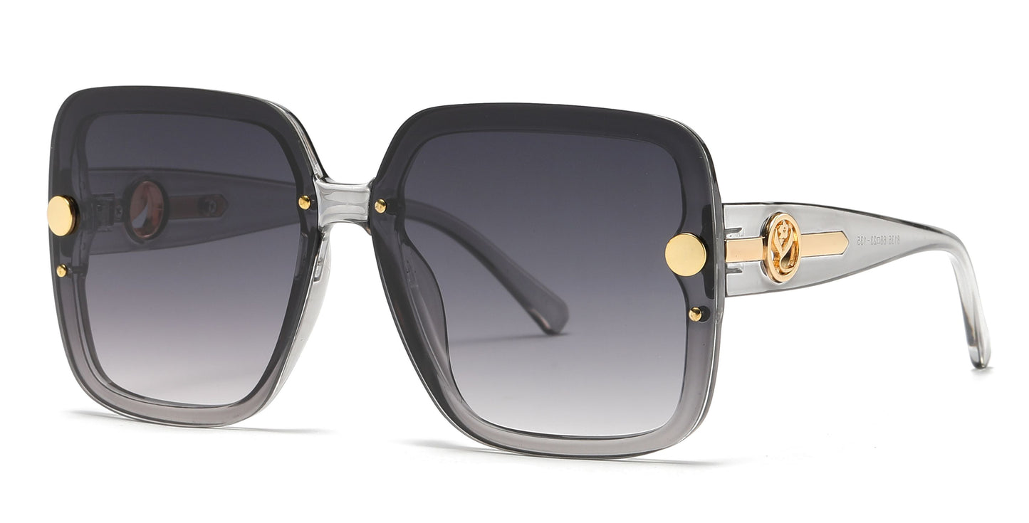 8135 - Plastic Square Sunglasses with Flat Lens