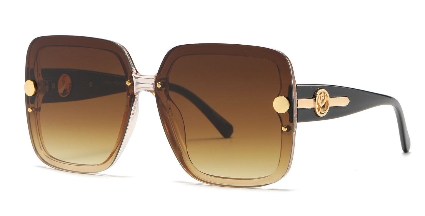 8135 - Plastic Square Sunglasses with Flat Lens