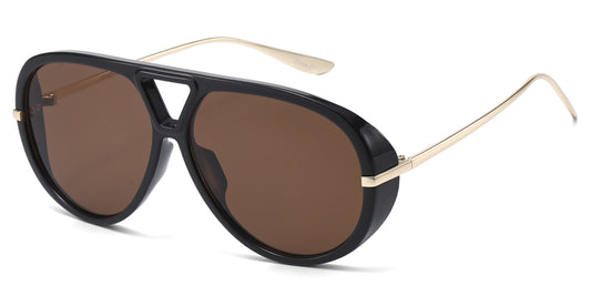 8150 - Oversized Thick Aviator Plastic Sunglasses