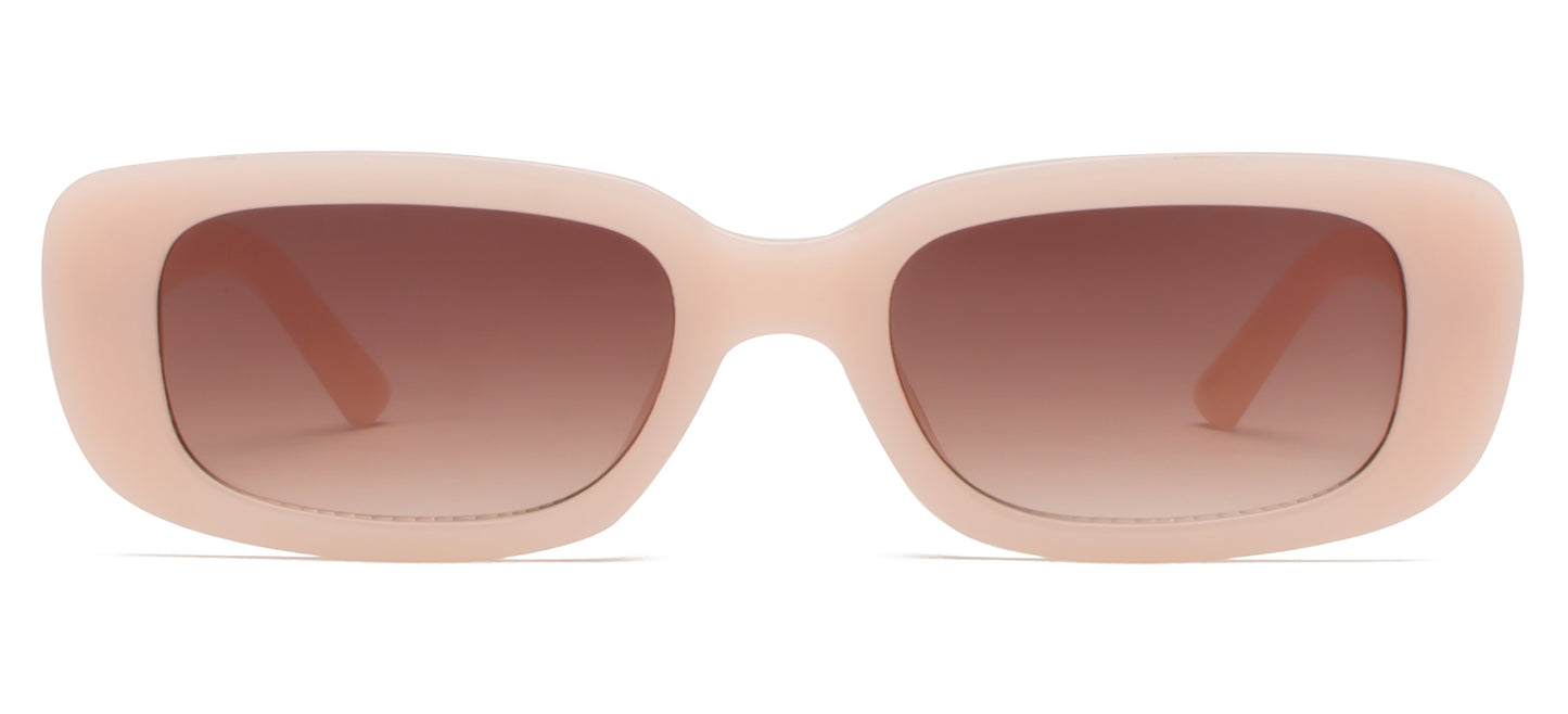 8905 Color - Rectangular Plastic Colorful Sunglasses with Flat Lens