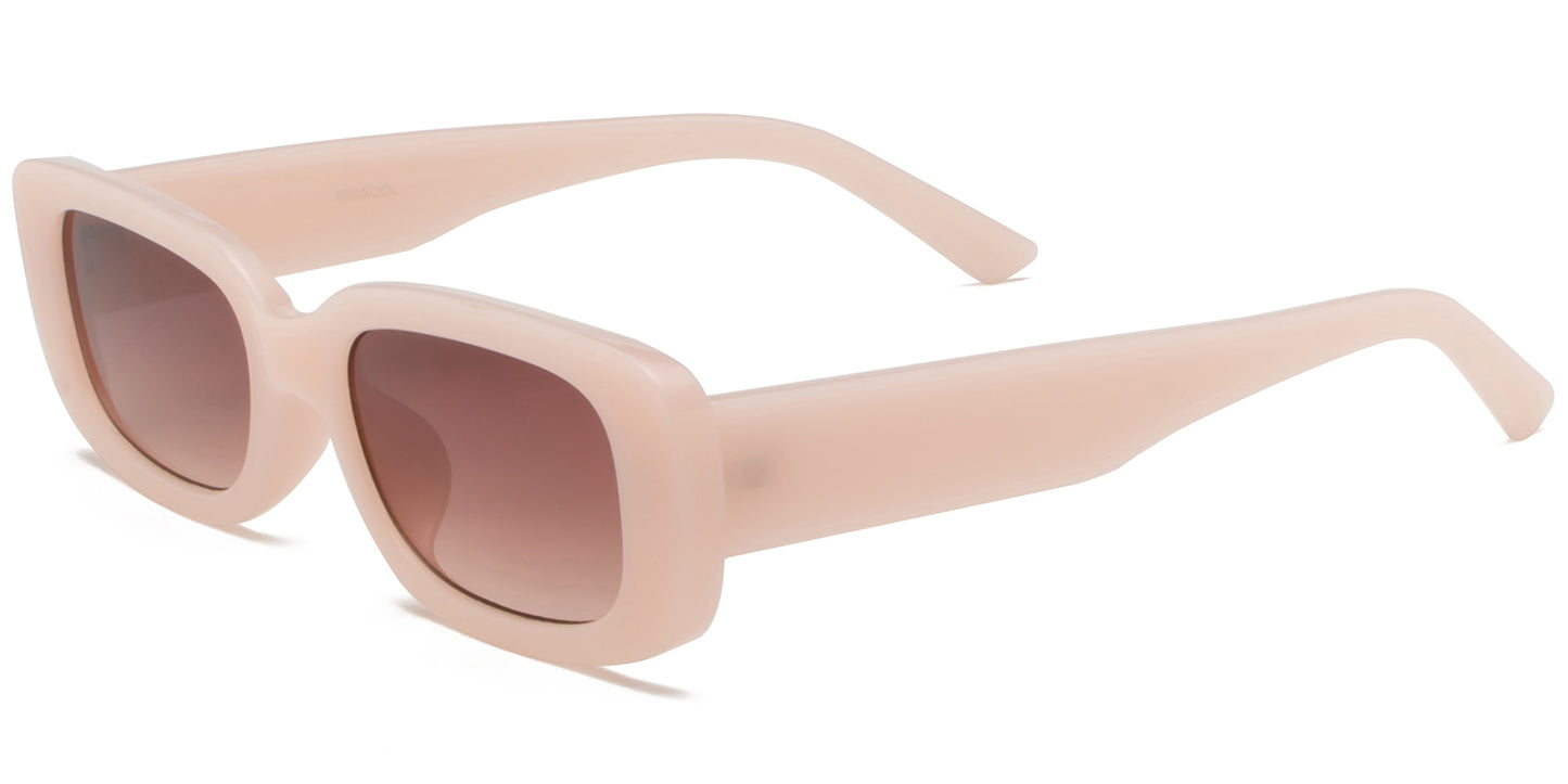 8905 Color - Rectangular Plastic Colorful Sunglasses with Flat Lens