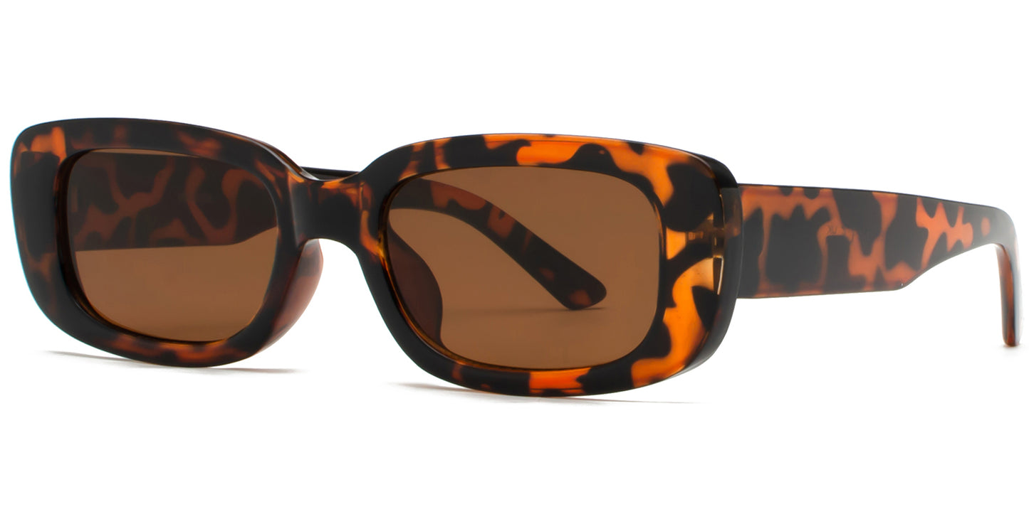 8905 Color - Rectangular Plastic Colorful Sunglasses with Flat Lens
