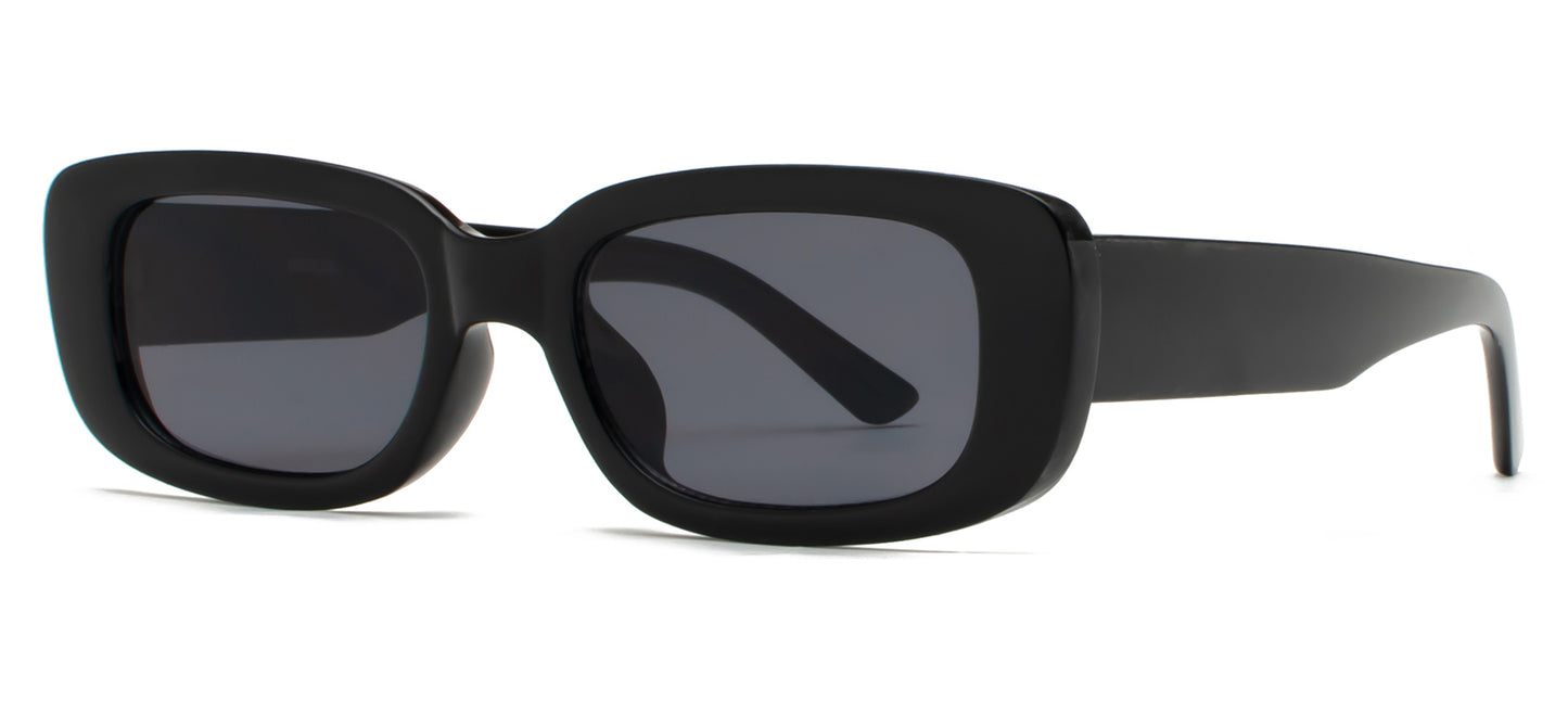 8905 Color - Rectangular Plastic Colorful Sunglasses with Flat Lens