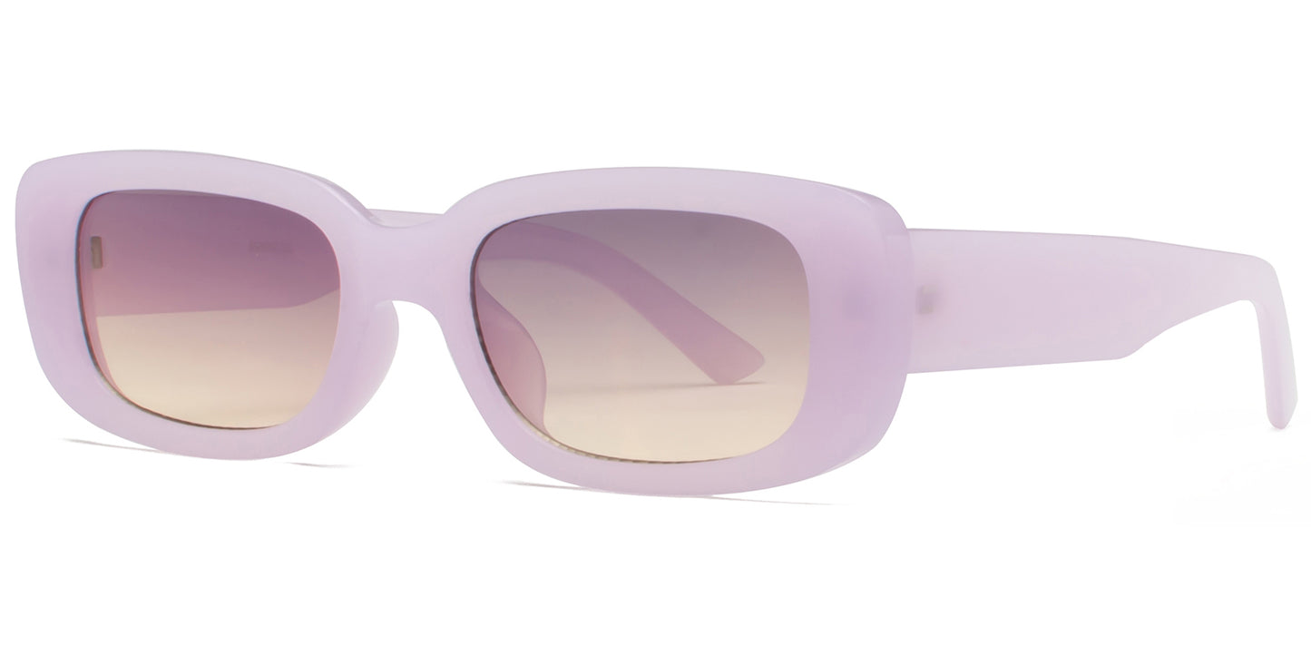 8905 Color - Rectangular Plastic Colorful Sunglasses with Flat Lens