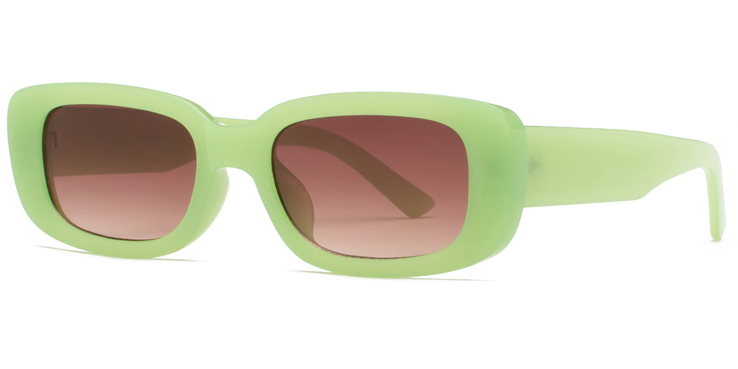 8905 Color - Rectangular Plastic Colorful Sunglasses with Flat Lens