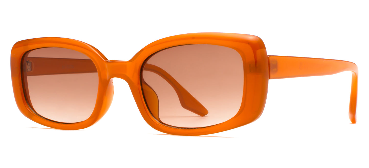 8912 Color - Rectangular Plastic Colorful Sunglasses with Flat Lens