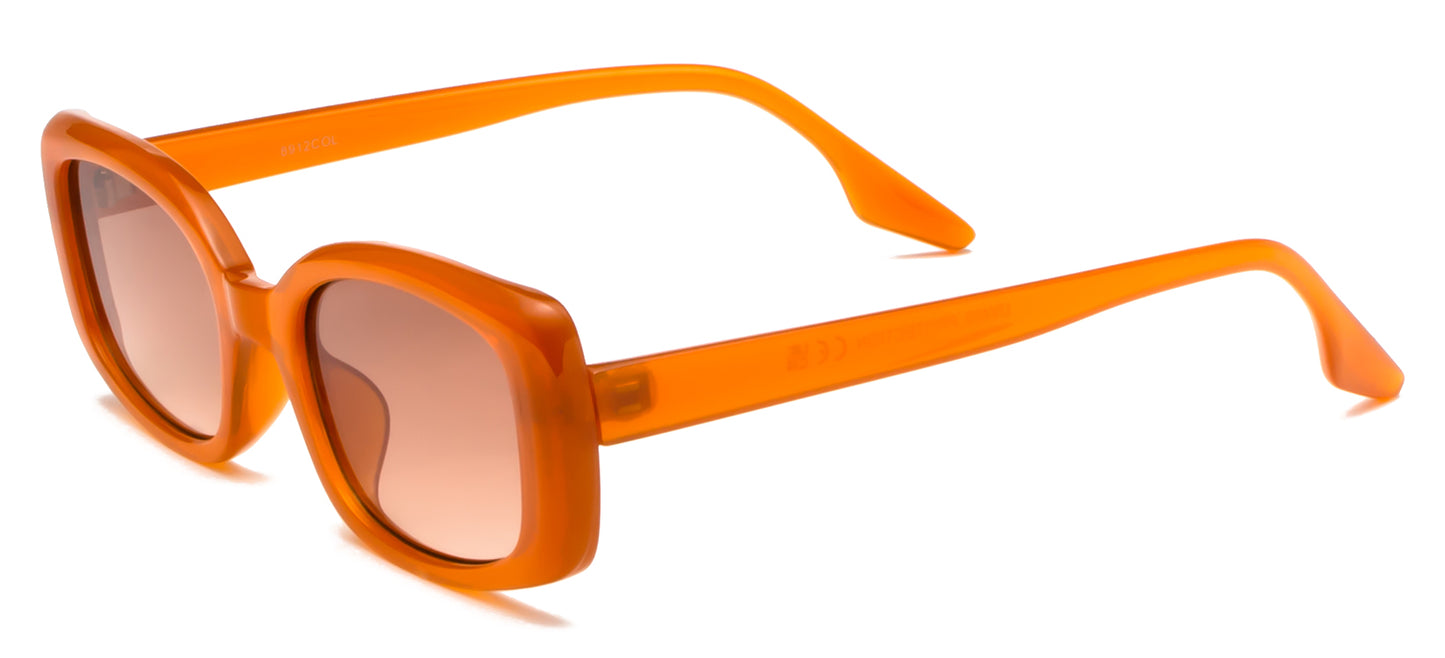 8912 Color - Rectangular Plastic Colorful Sunglasses with Flat Lens