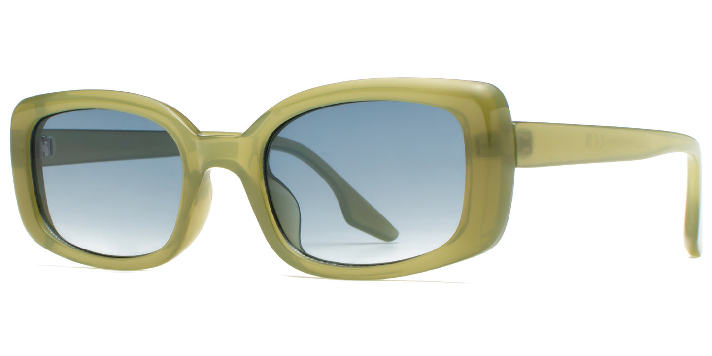 8912 Color - Rectangular Plastic Colorful Sunglasses with Flat Lens
