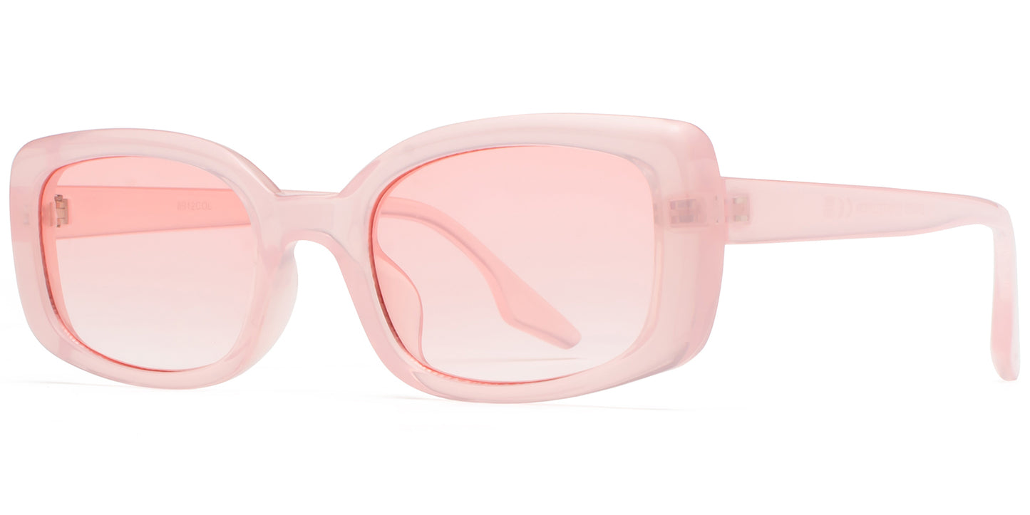 8912 Color - Rectangular Plastic Colorful Sunglasses with Flat Lens