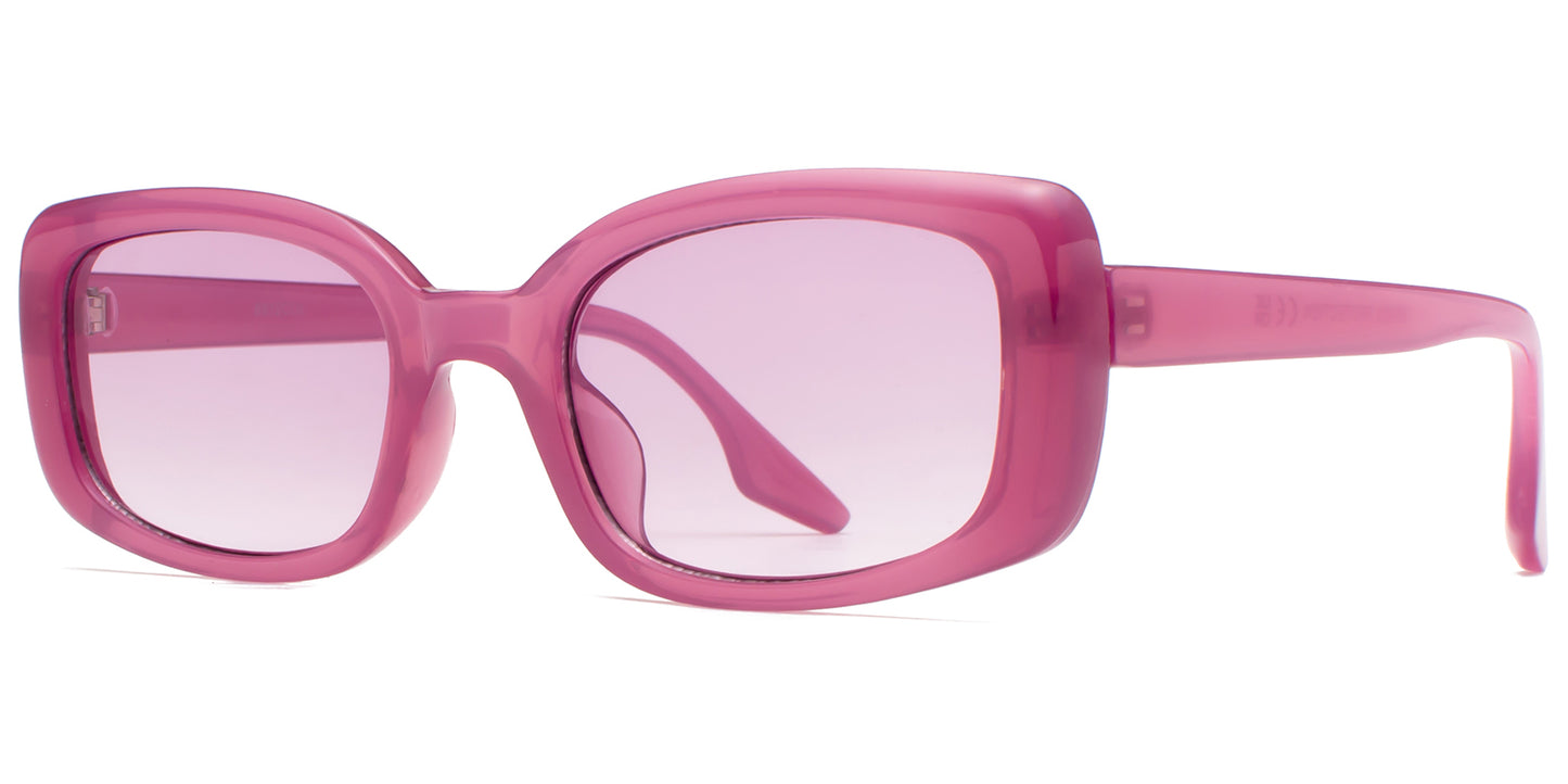 8912 Color - Rectangular Plastic Colorful Sunglasses with Flat Lens