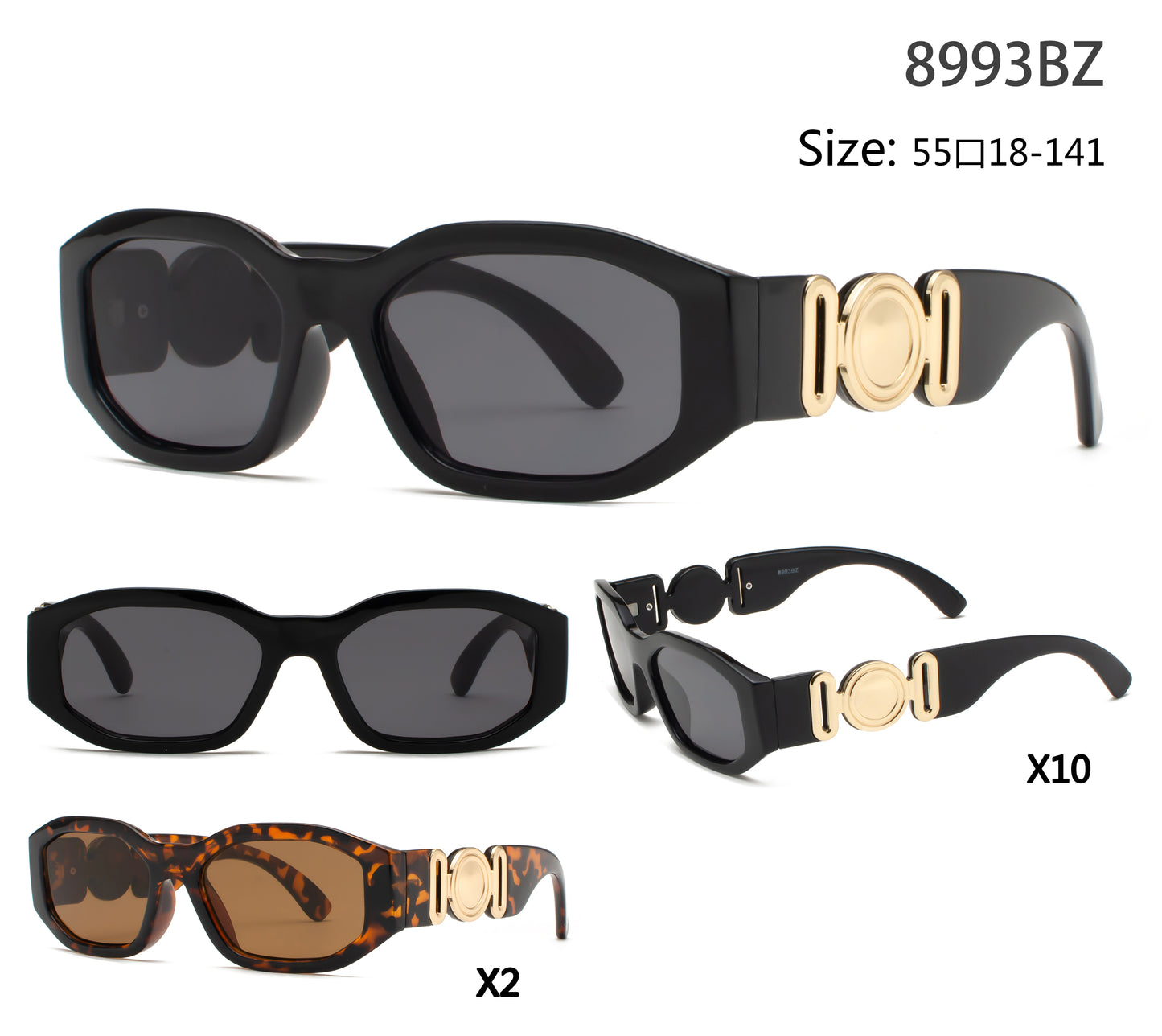 8993 BZ - Plastic Sunglasses with Flat Lens