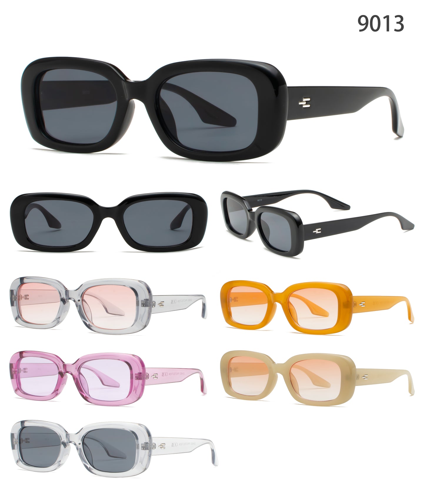 9013 - Rectangular Plastic Sunglasses