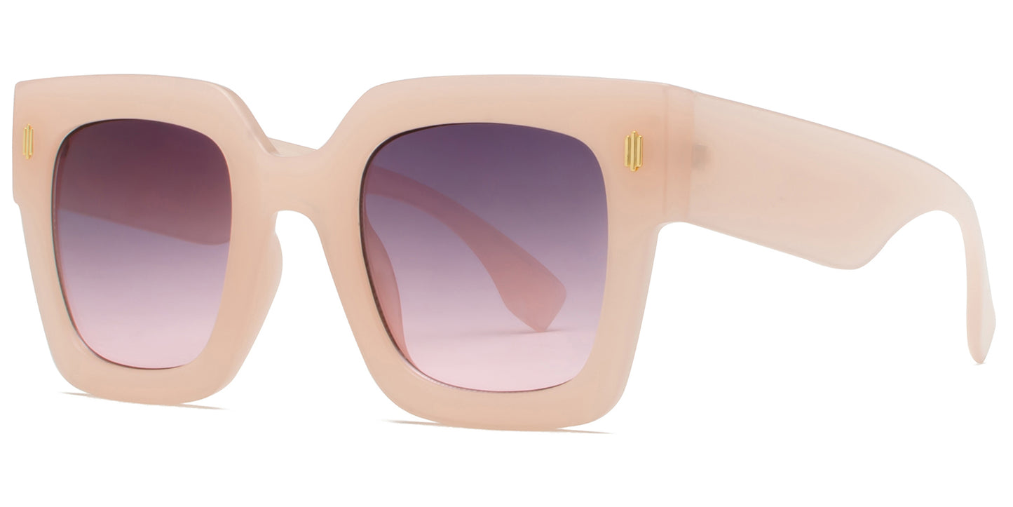 9017 - Fashion Square Sunglasses with Flat Lens
